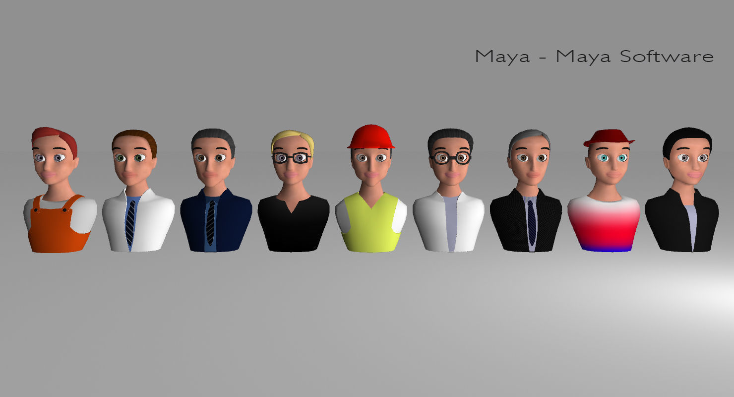 Nine VR male characters avatar Low-poly 3D model_26