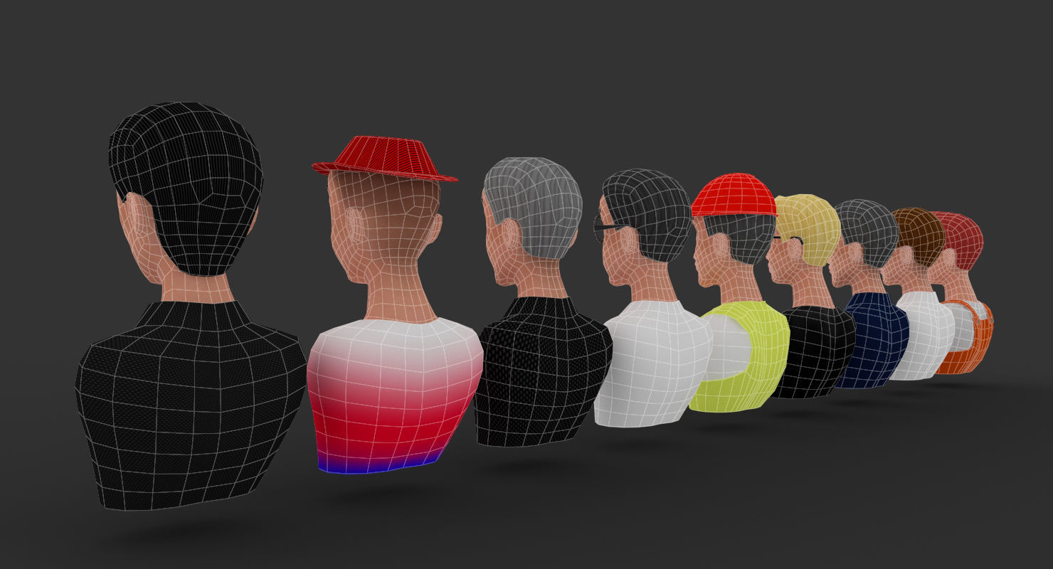 Nine VR male characters avatar Low-poly 3D model_18