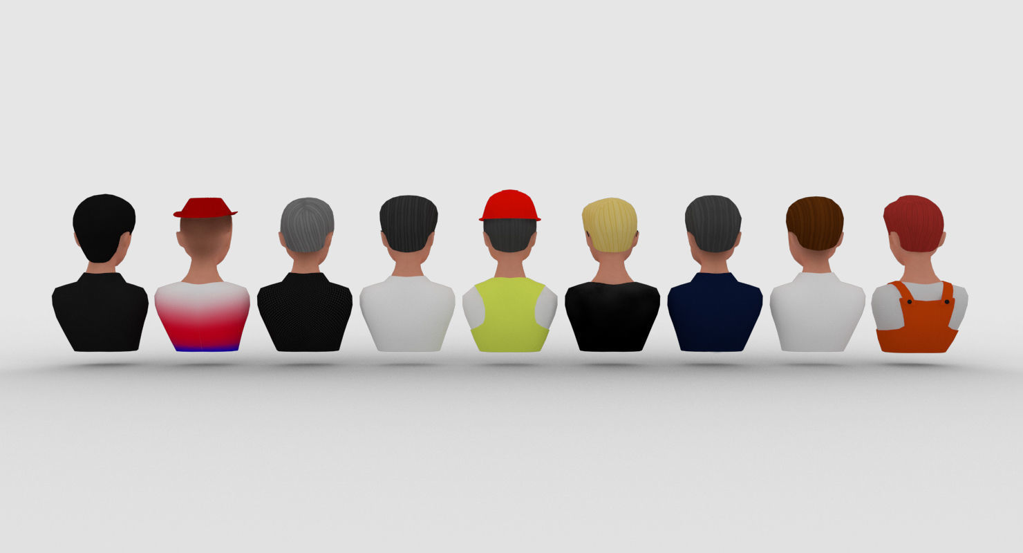 Nine VR male characters avatar Low-poly 3D model_22