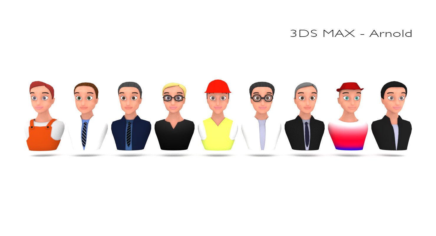 Nine VR male characters avatar Low-poly 3D model_25