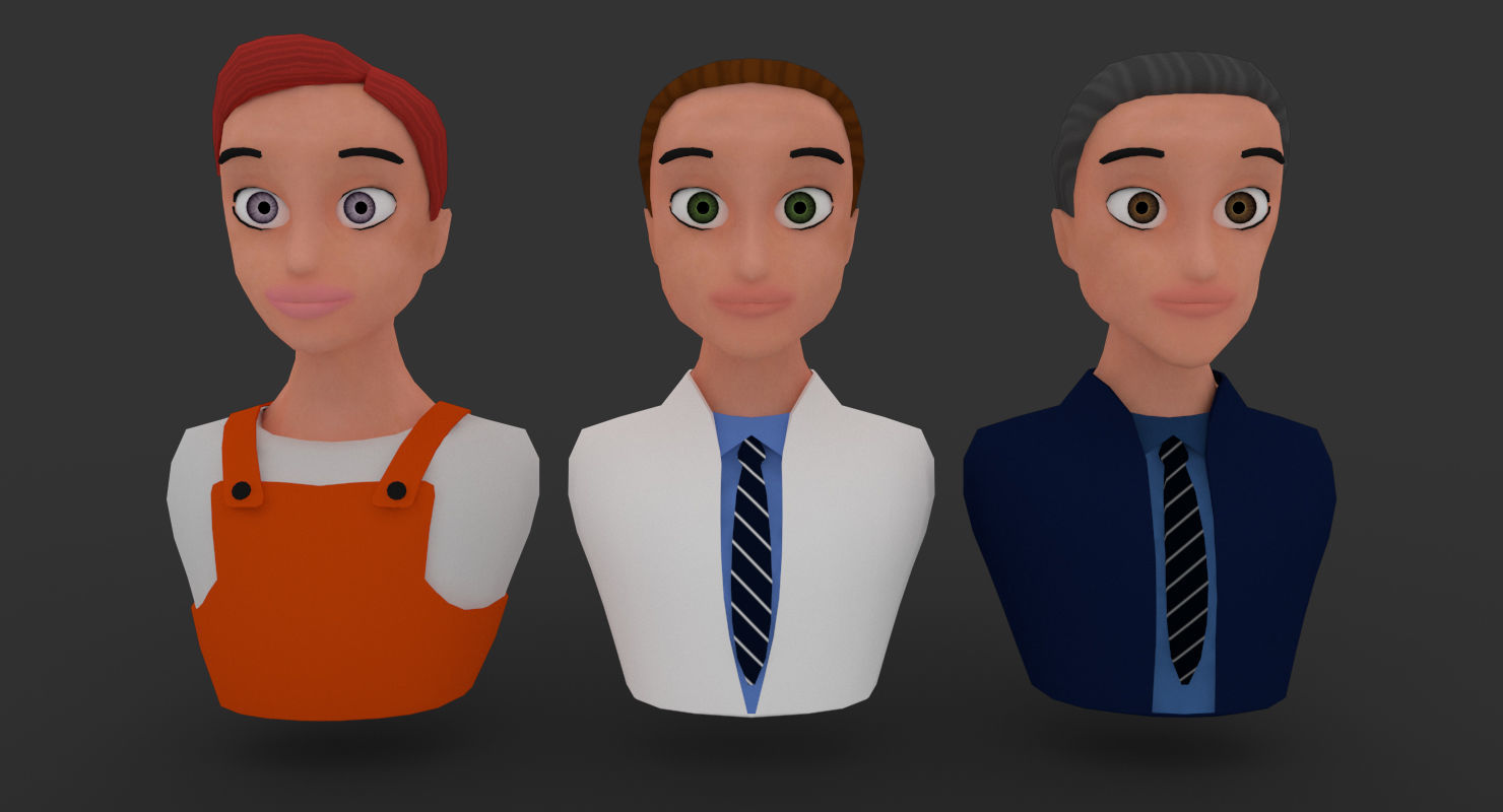 Nine VR male characters avatar Low-poly 3D model_13