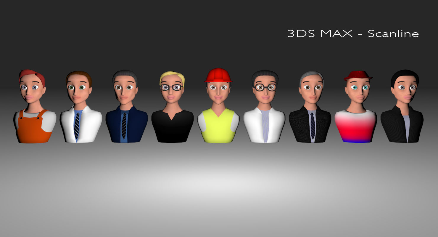 Nine VR male characters avatar Low-poly 3D model_27