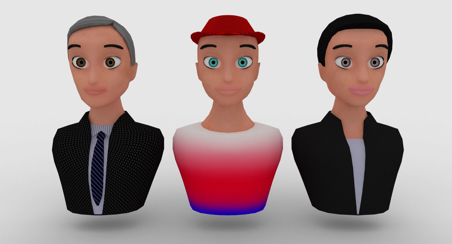 Nine VR male characters avatar Low-poly 3D model_8