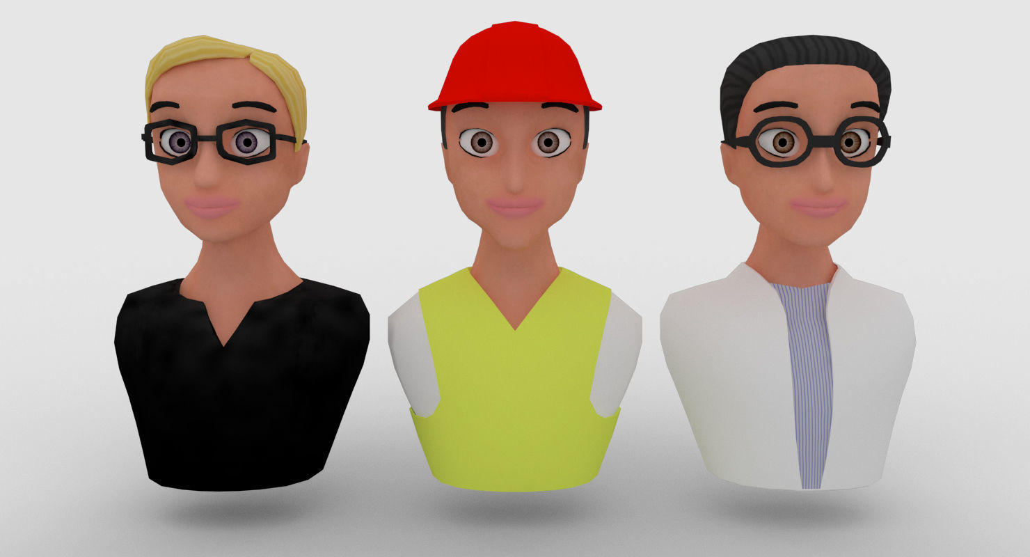 Nine VR male characters avatar Low-poly 3D model_12