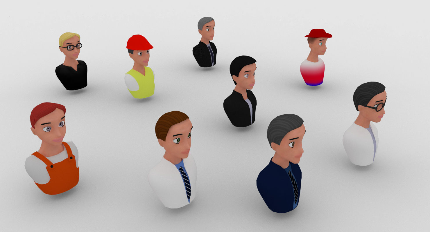 Nine VR male characters avatar Low-poly 3D model_20