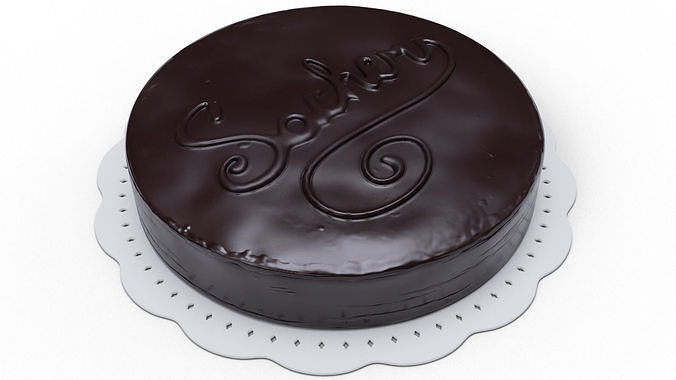 Sachertorte chocolate cake 3D model 3