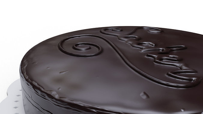 Sachertorte chocolate cake 3D model 6