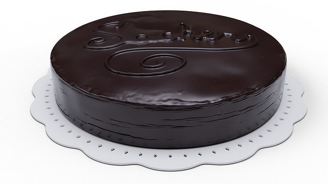 Sachertorte chocolate cake 3D model 2