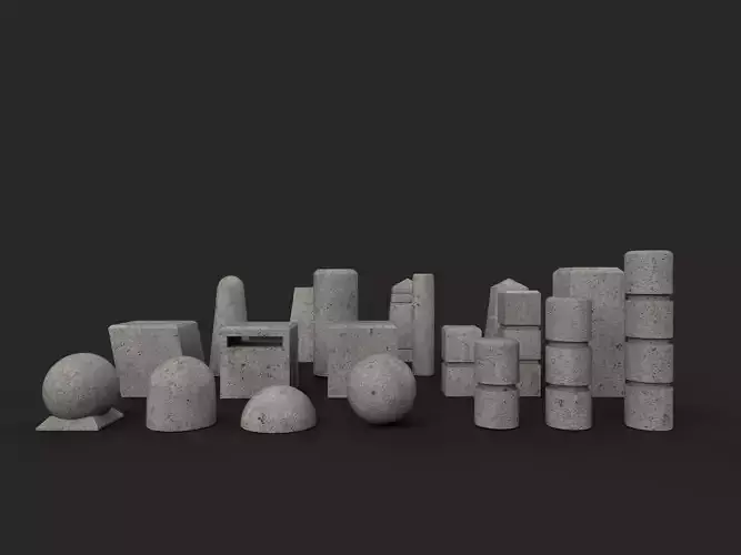 bollard-concrete three concrete blocks