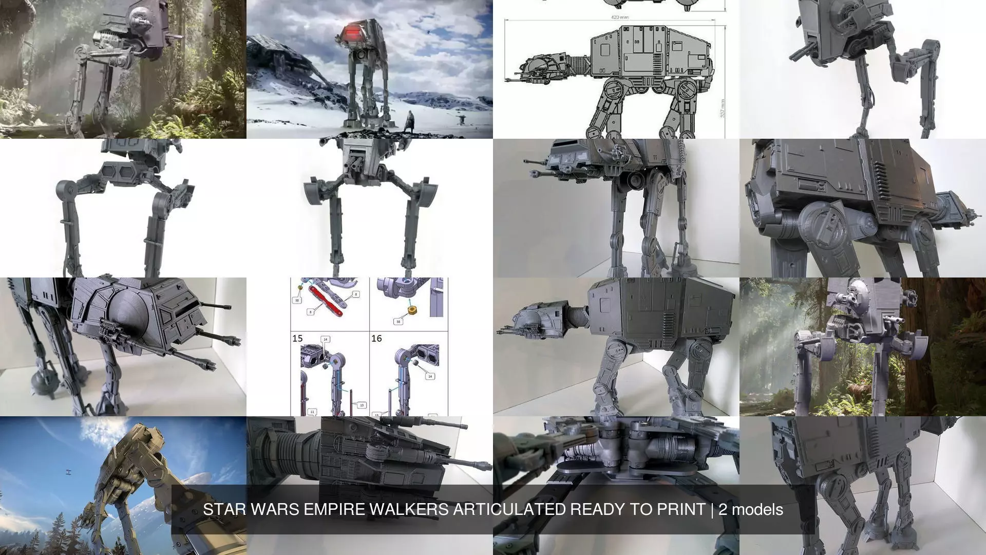 STAR WARS EMPIRE WALKERS ARTICULATED READY TO PRINT 3D Model Collection_0