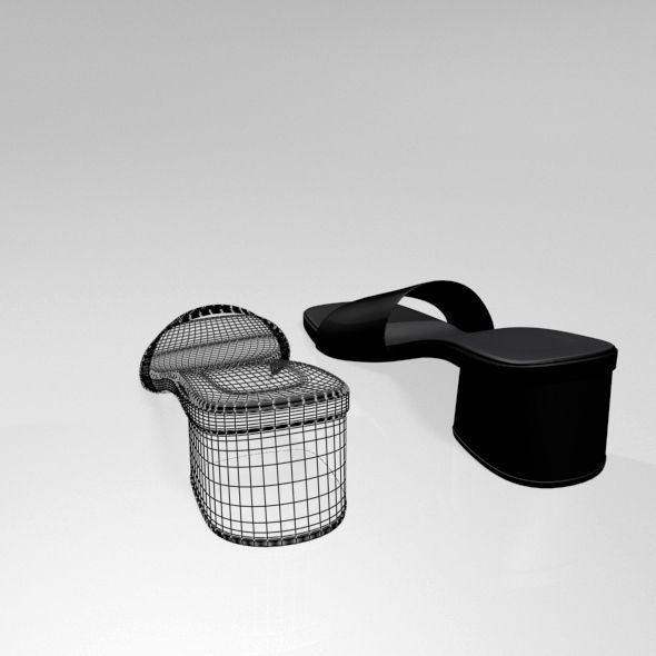 Square-Toe Slide Sandals 01 3D model_8