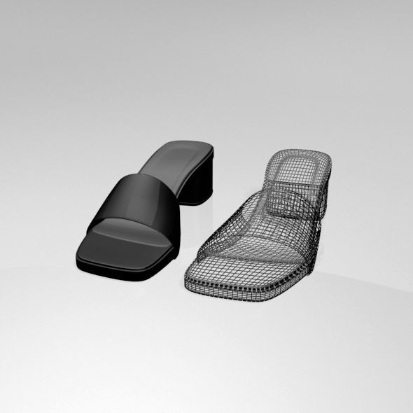 Square-Toe Slide Sandals 01 3D model_1