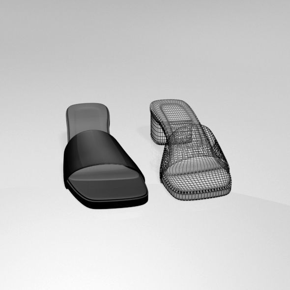 Square-Toe Slide Sandals 01 3D model_2