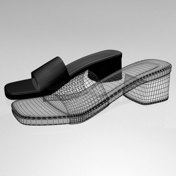Square-Toe Slide Sandals 01 3D model_14