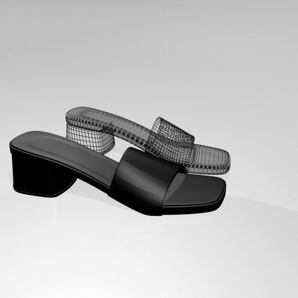 Square-Toe Slide Sandals 01 3D model_4