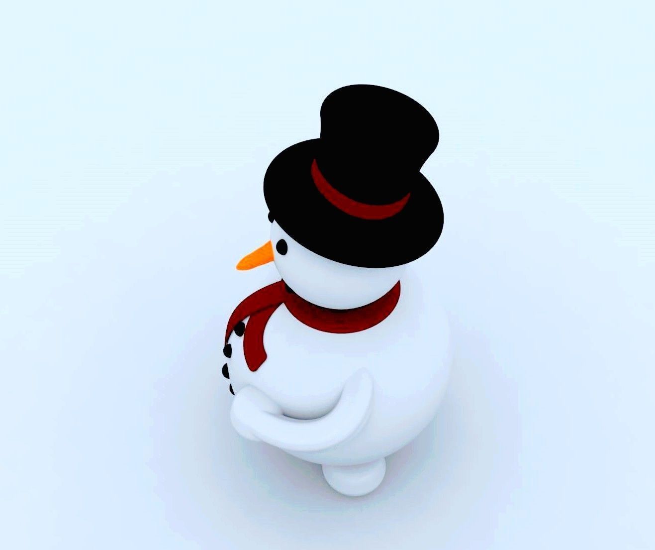 Snowman-2 snowman wearing top hat and scarf 3D model_4