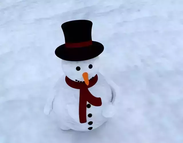 Snowman-2 snowman wearing top hat and scarf