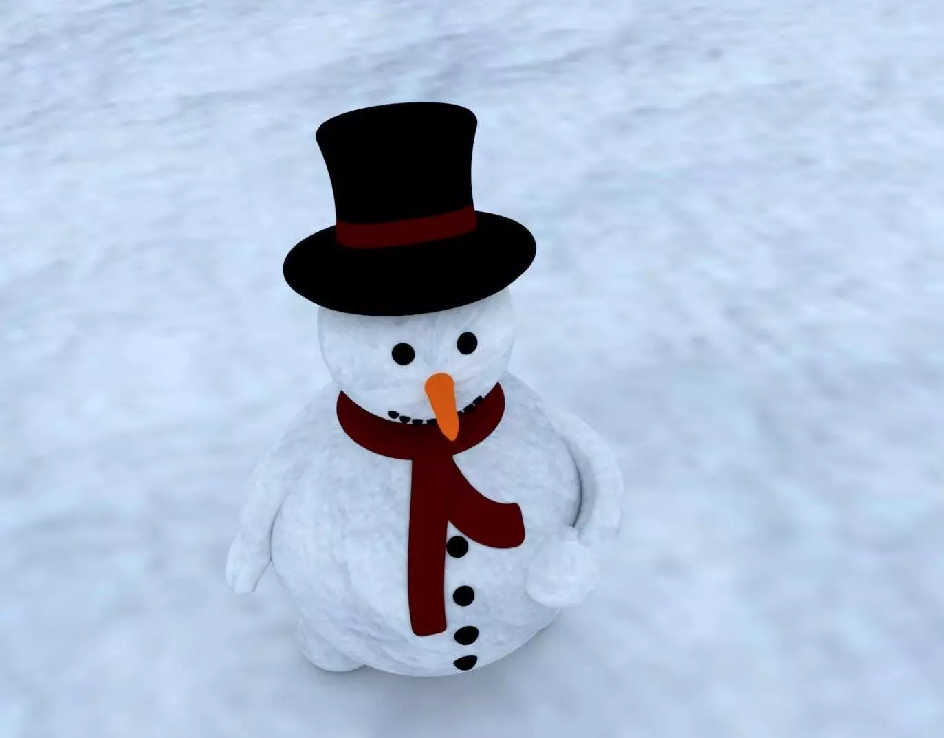 Snowman-2 snowman wearing top hat and scarf 3D model_0