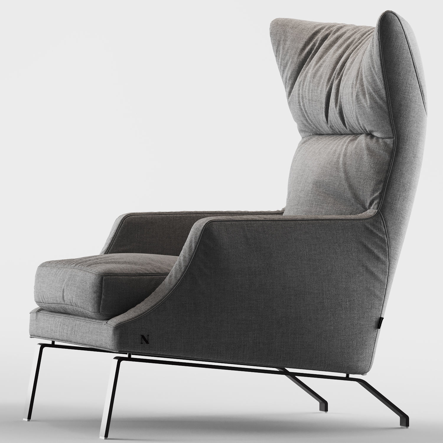 Clemmie lounge chair with metal legs 3D model_2