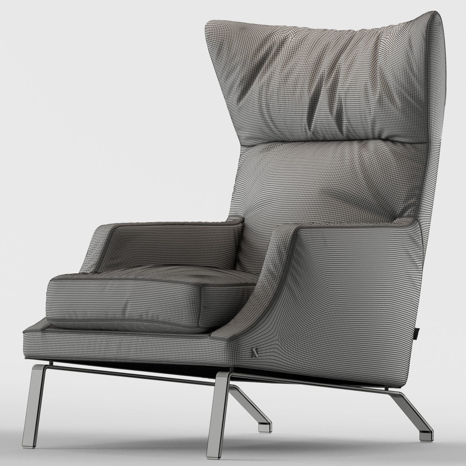 Clemmie lounge chair with metal legs 3D model_4