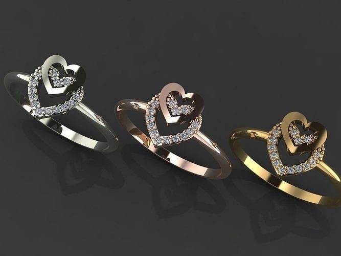 Heart Gold Silver Ring 3d Print Model 3D print model  3D print model