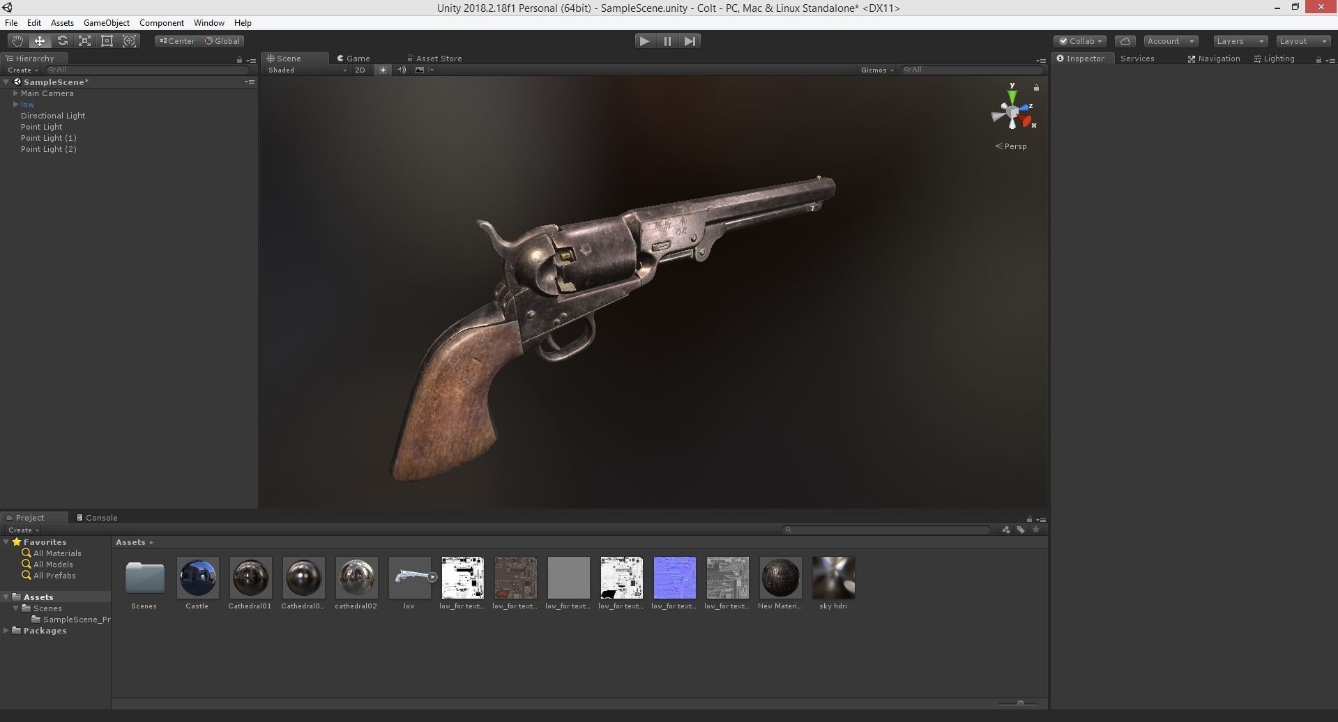Colt 1851 Navy Revolver Low-poly 3D model_5