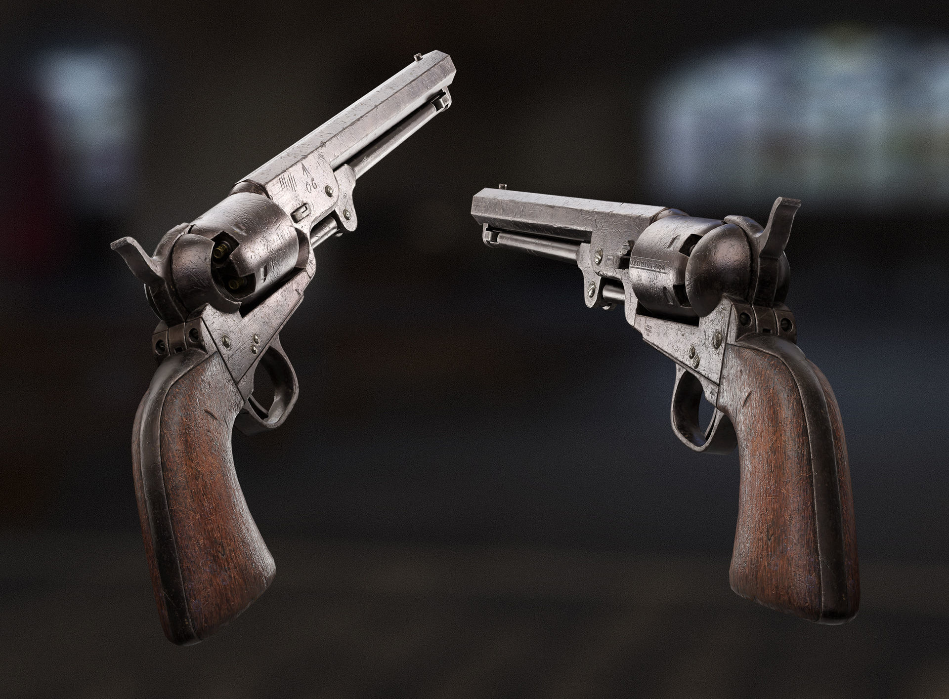 Colt 1851 Navy Revolver Low-poly 3D model_2