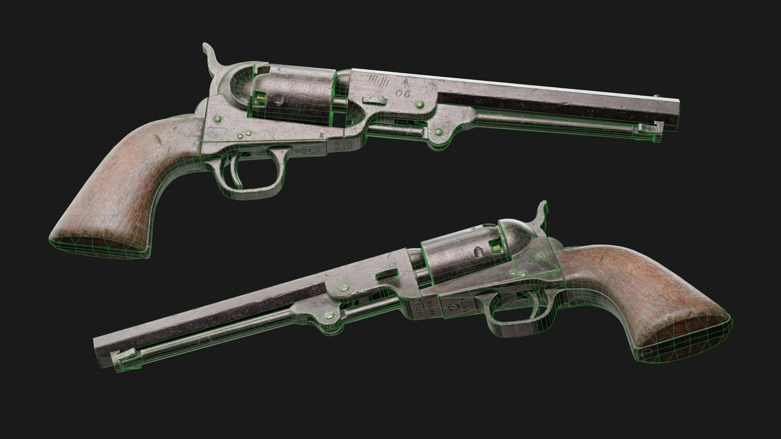 Colt 1851 Navy Revolver Low-poly 3D model_7