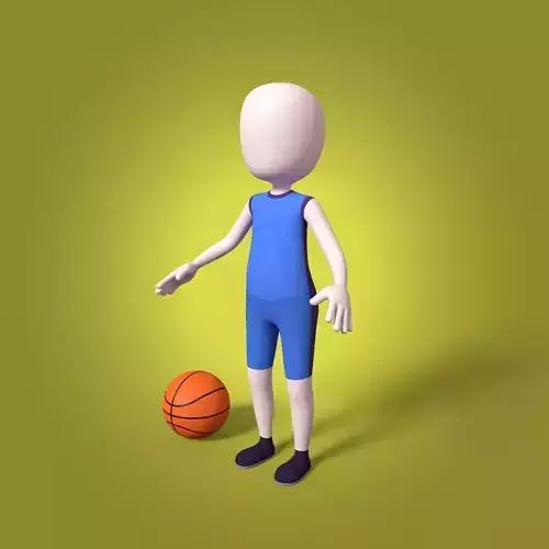 Cartoon Basketball Player - Stickman Low-poly 3D model