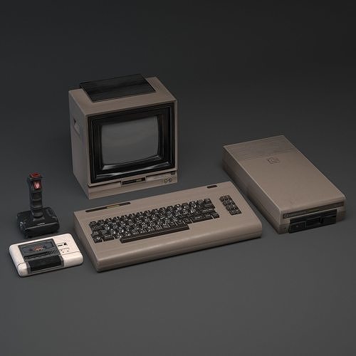 Commodore 64 Set Low-poly 3D model