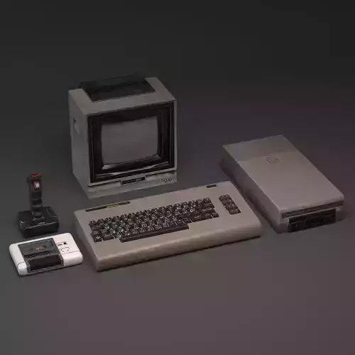 Commodore 64 Set Low-poly 3D model