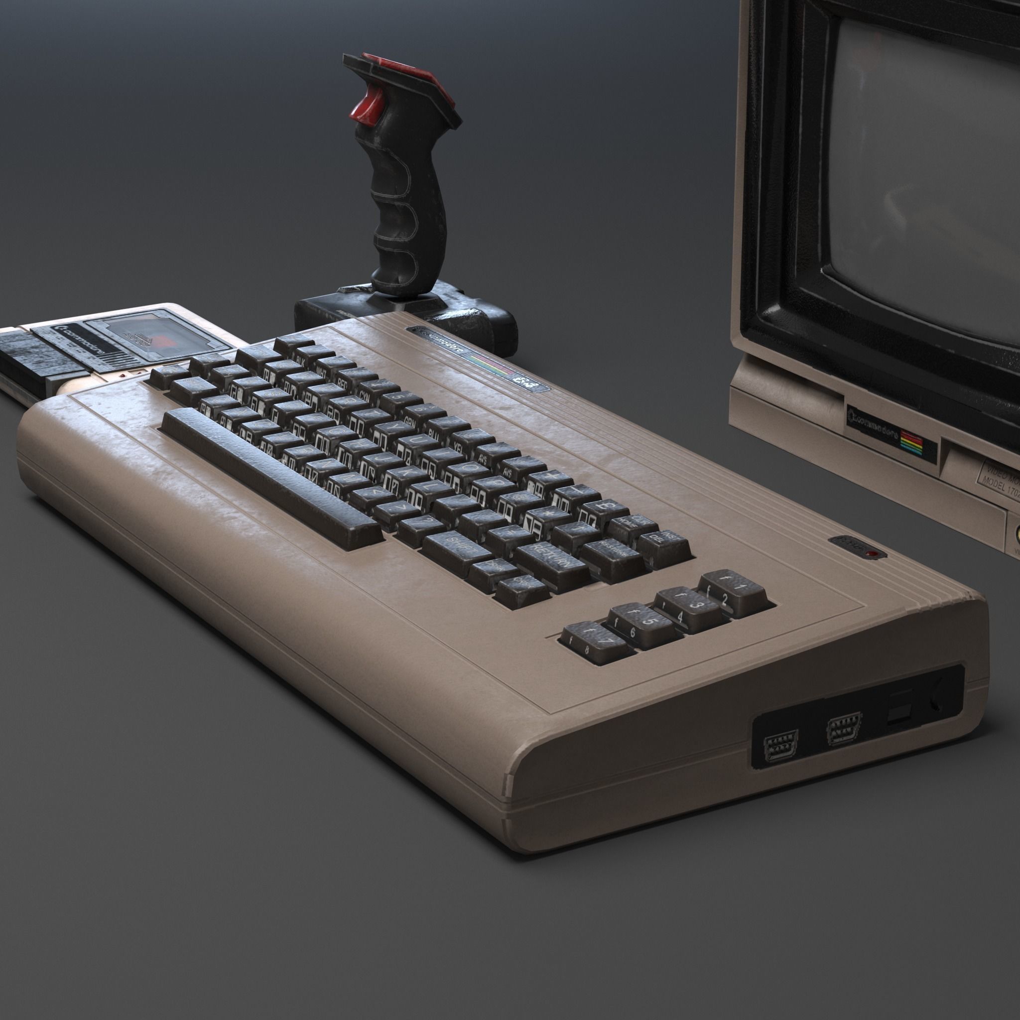 Commodore 64 Set Low-poly 3D model_4
