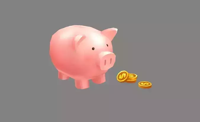 Cartoon piggy bank Low-poly 3D model