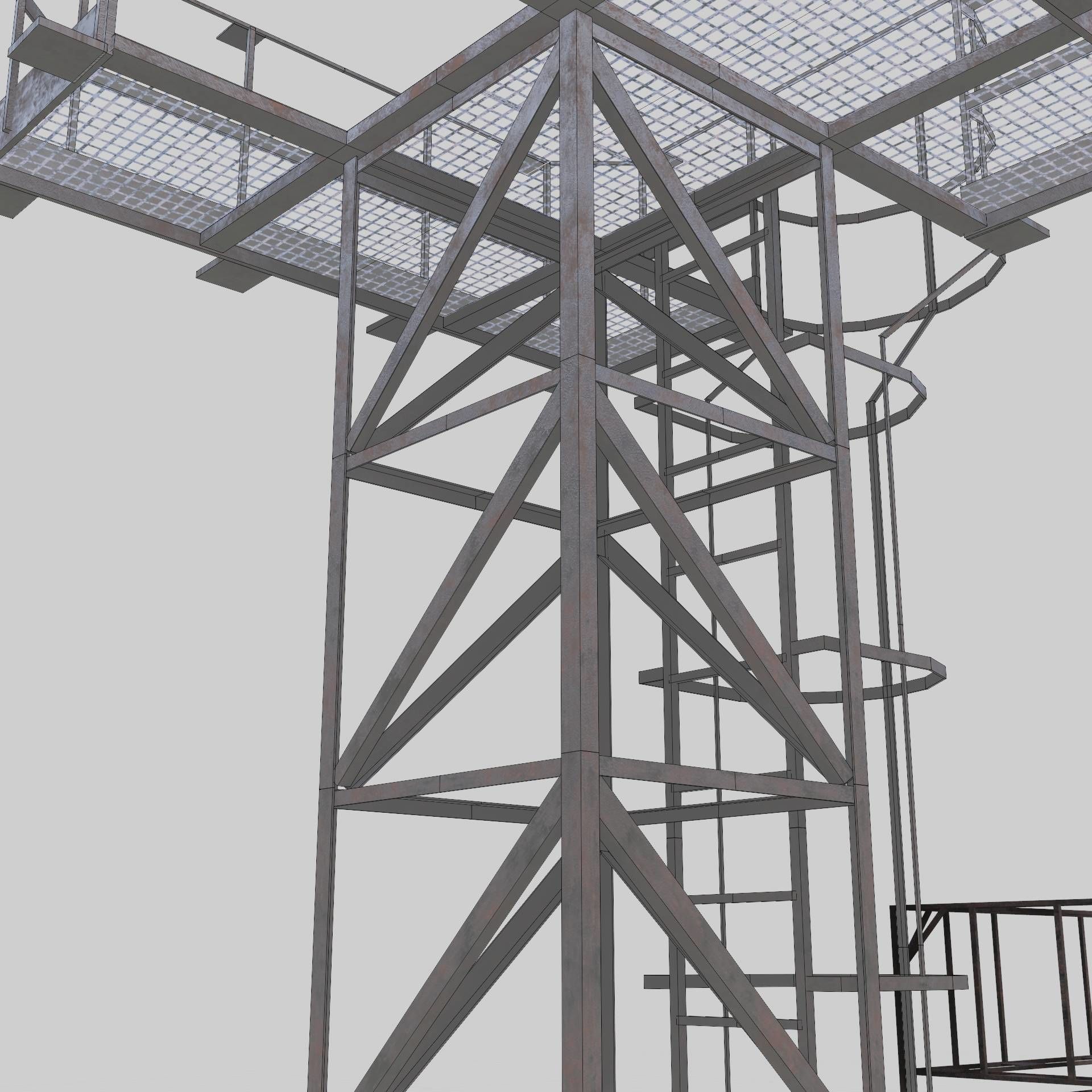 3D Collection of electric power observation towers model Low-poly 3D model_6