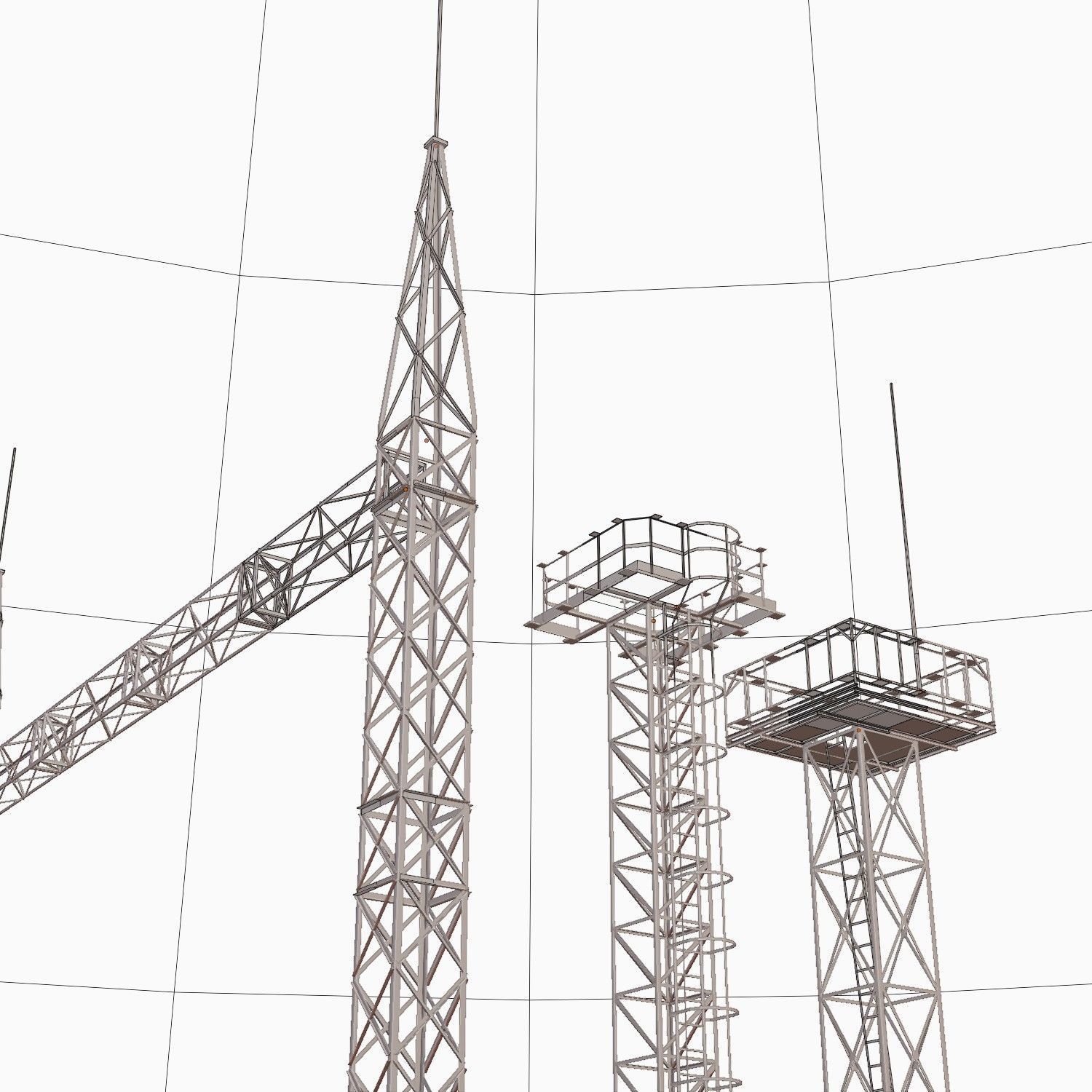 3D Collection of electric power observation towers model Low-poly 3D model_47