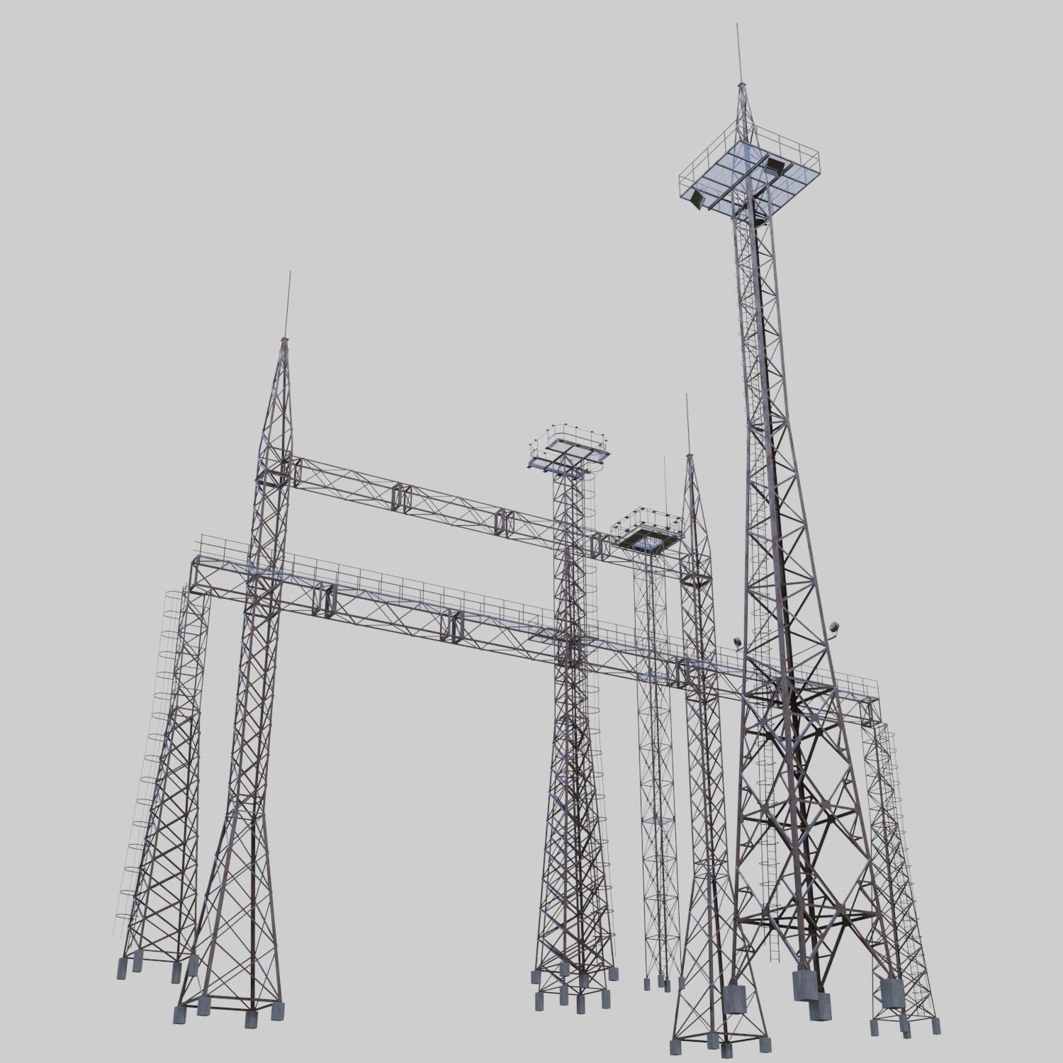3D Collection of electric power observation towers model Low-poly 3D model_42