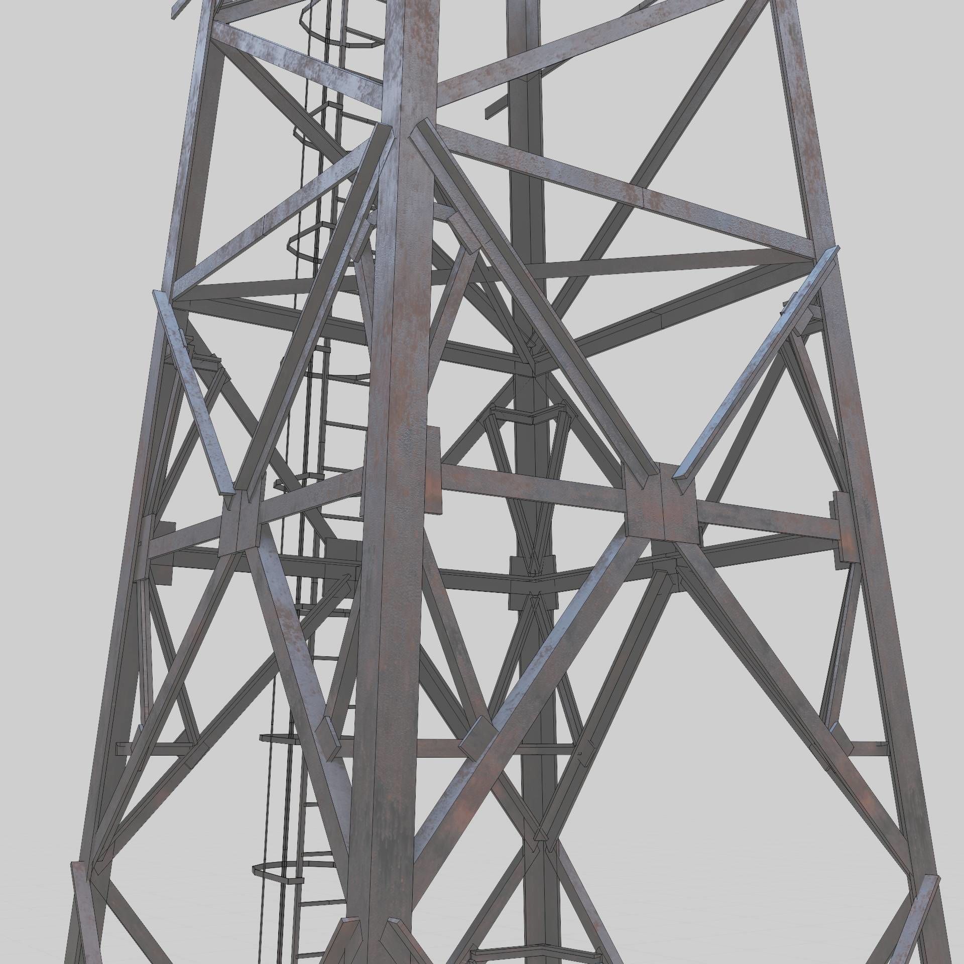 3D Collection of electric power observation towers model Low-poly 3D model_3