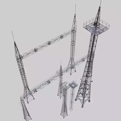 3D Collection of electric power observation towers model