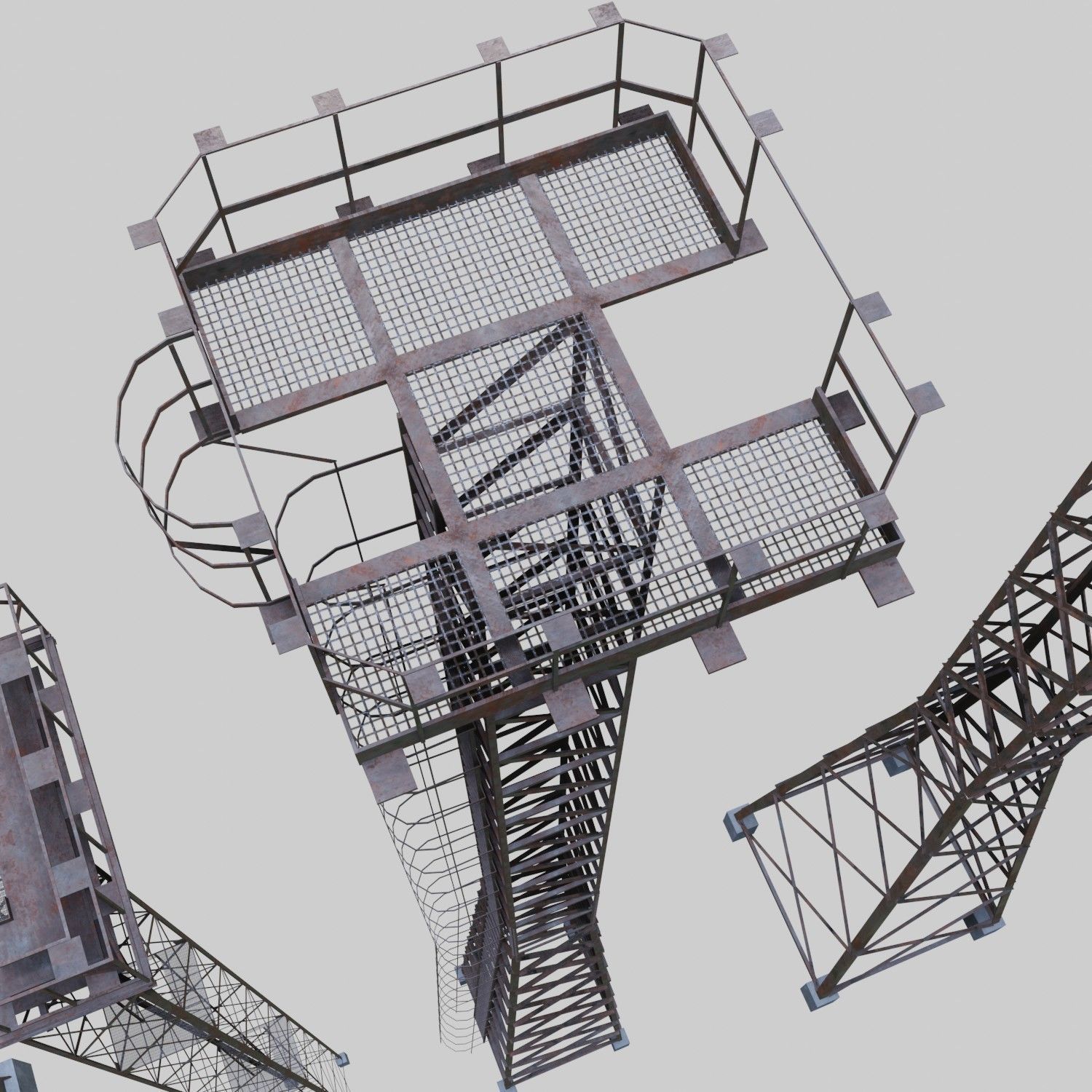 3D Collection of electric power observation towers model Low-poly 3D model_32