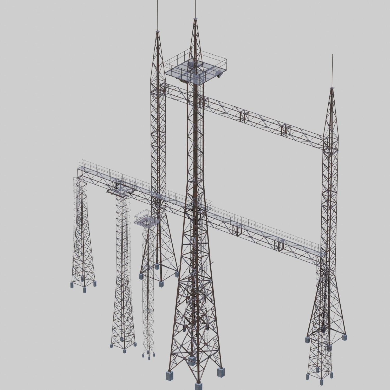 3D Collection of electric power observation towers model Low-poly 3D model_46