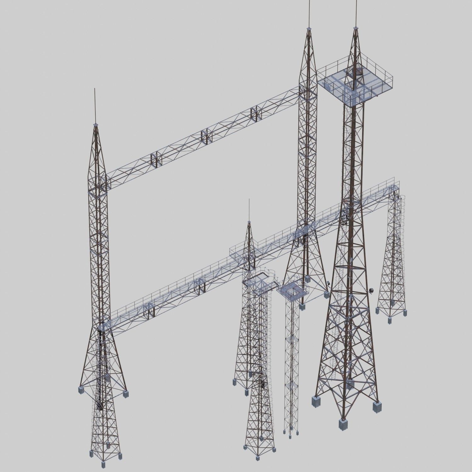 3D Collection of electric power observation towers model Low-poly 3D model_33