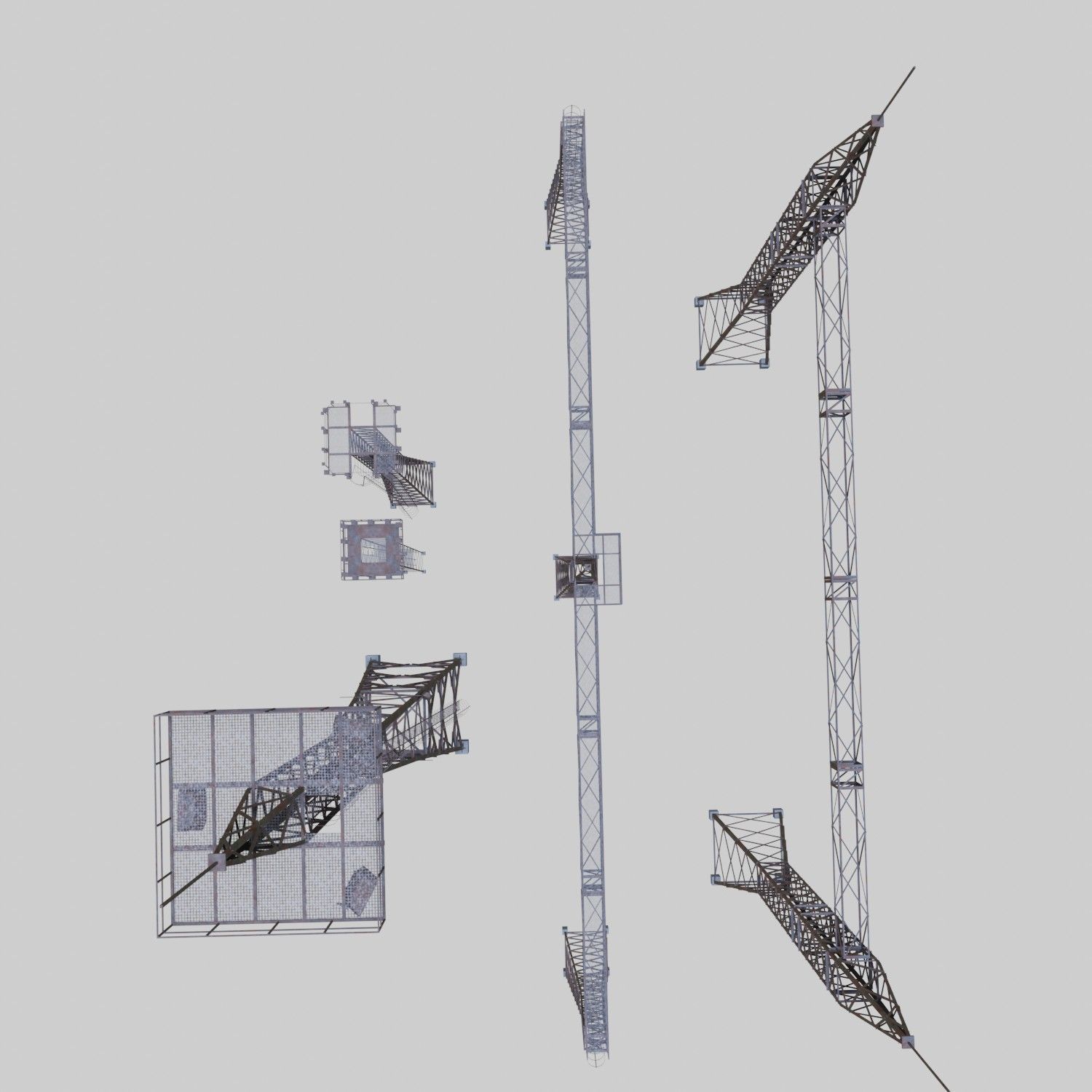 3D Collection of electric power observation towers model Low-poly 3D model_27