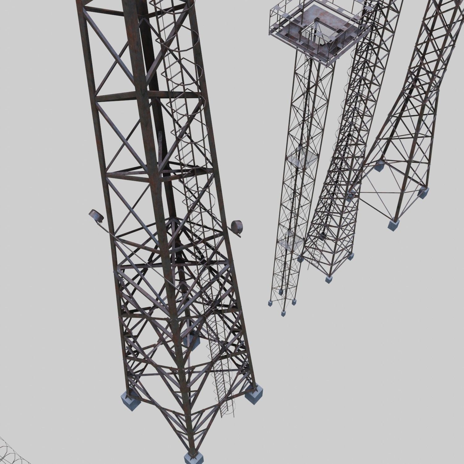 3D Collection of electric power observation towers model Low-poly 3D model_65
