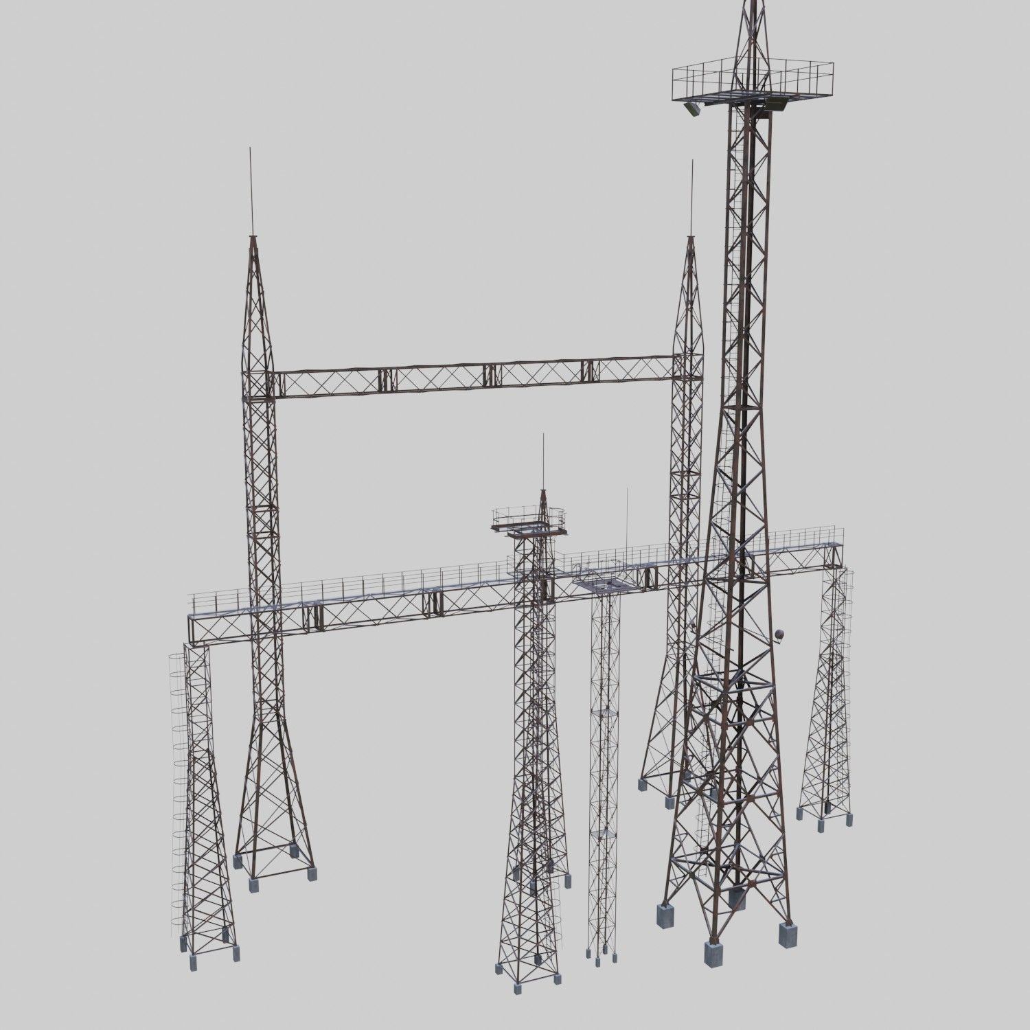 3D Collection of electric power observation towers model Low-poly 3D model_24