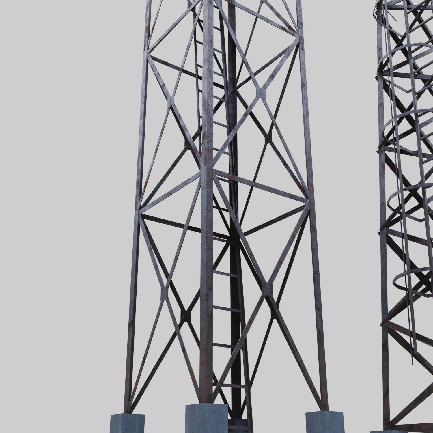 3D Collection of electric power observation towers model Low-poly 3D model_48