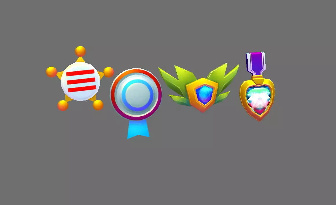 Cartoon Children Medals Low-poly 3D model