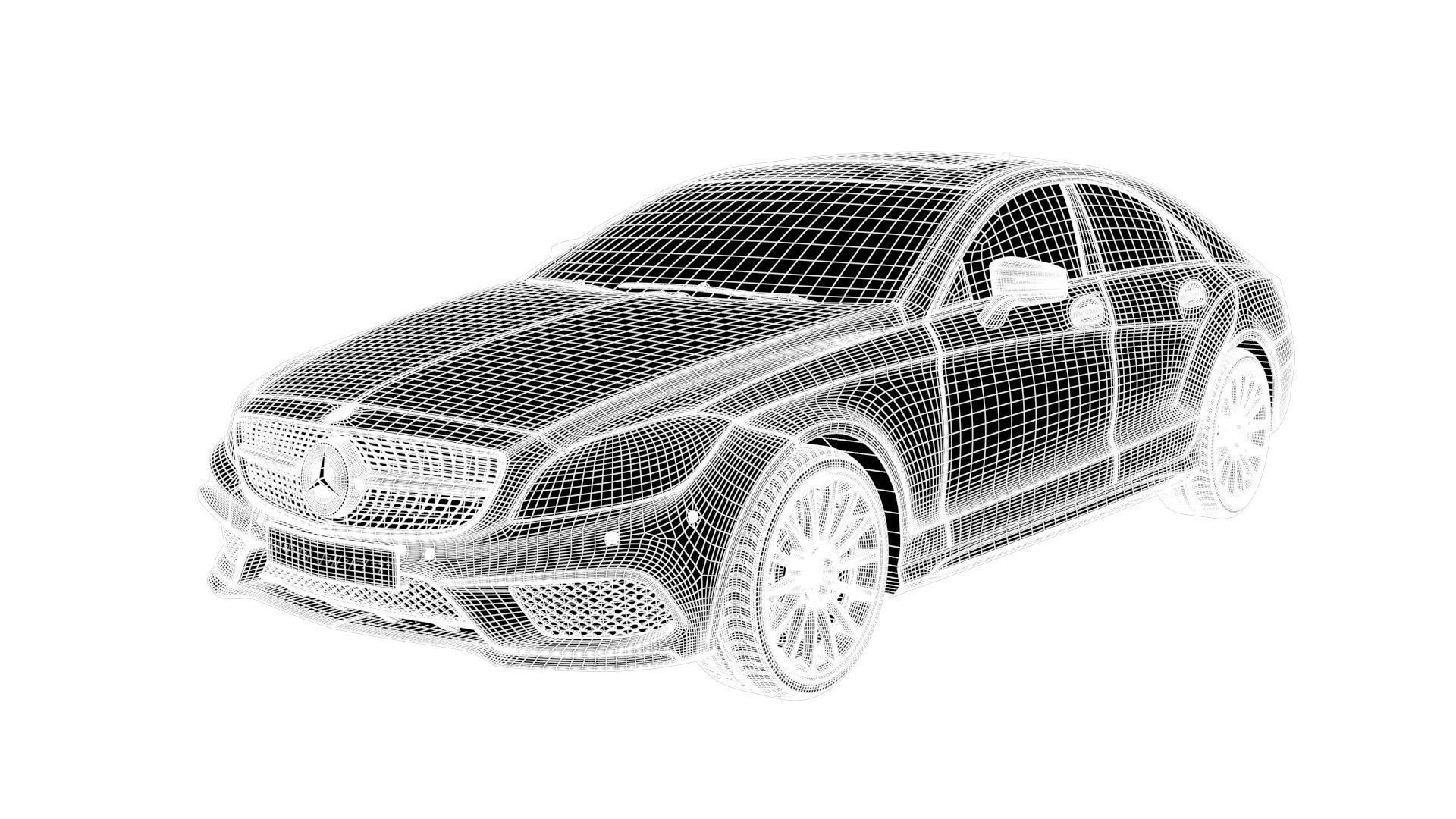 Realistic Car Mercedes CLS500 with Interior Rigged PBR Vehicle Low-poly 3D model_23