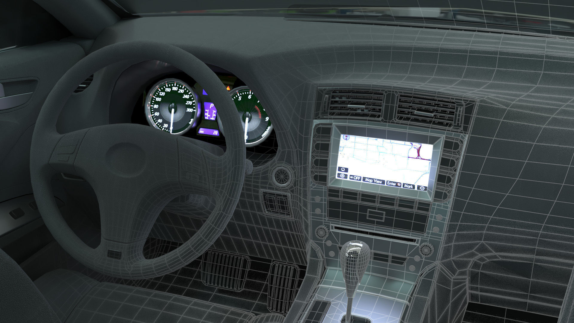 Realistic Car Mercedes CLS500 with Interior Rigged PBR Vehicle Low-poly 3D model_5