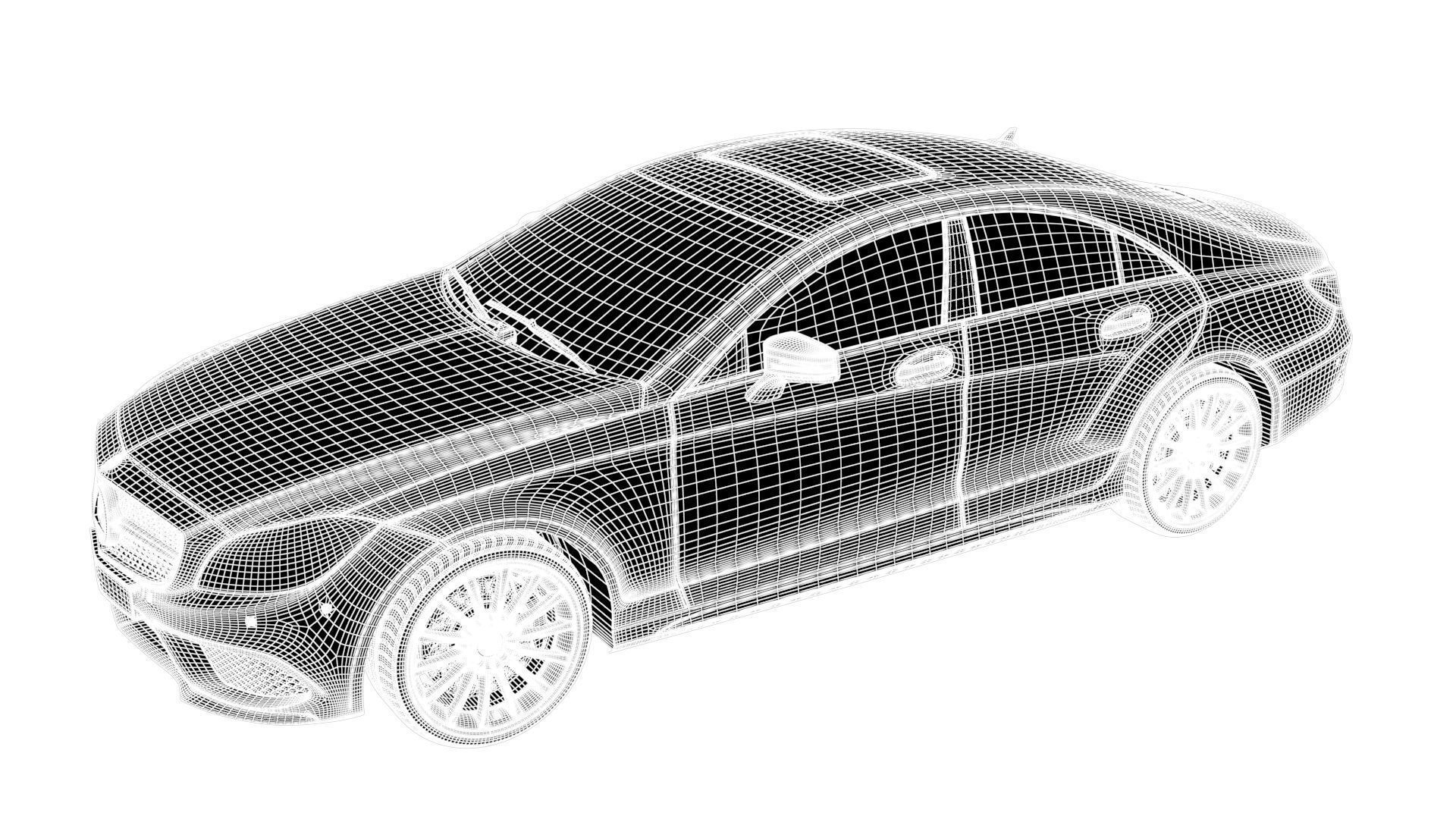 Realistic Car Mercedes CLS500 with Interior Rigged PBR Vehicle Low-poly 3D model_19