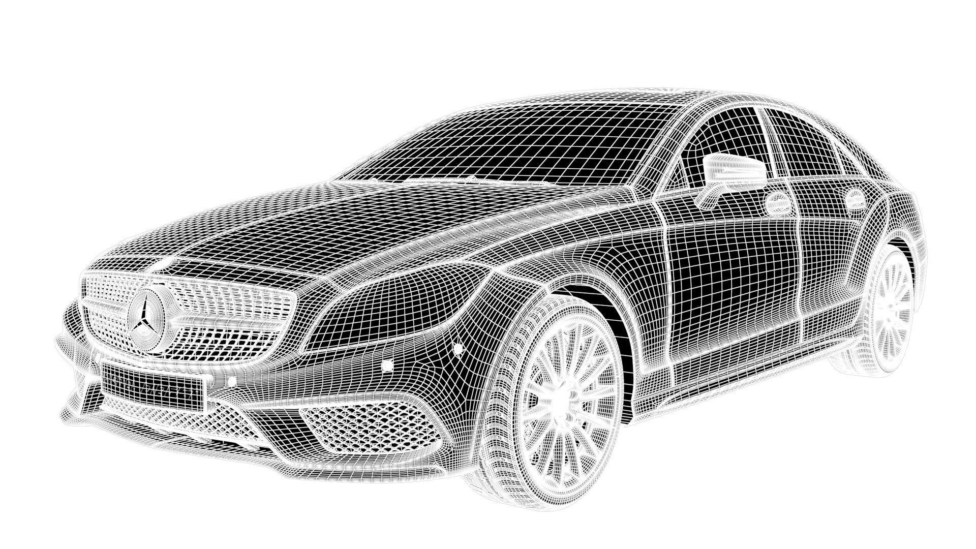 Realistic Car Mercedes CLS500 with Interior Rigged PBR Vehicle Low-poly 3D model_22